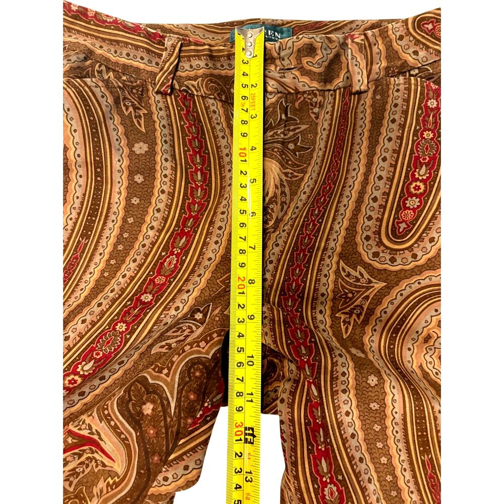 Vtg Lauren Ralph Lauren Paisley Velveteen Pants Brown Equestrian Boho Sz 6 - Picture 6 of 8